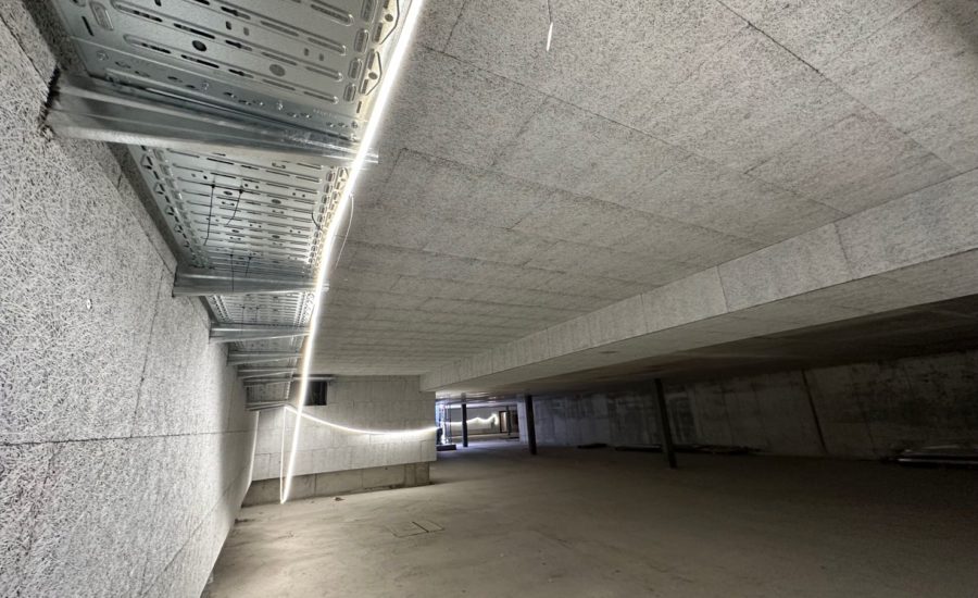 Einstellhalle mit Schichtex Platten BKP 225.2 / Brandschutz Verkleidung
